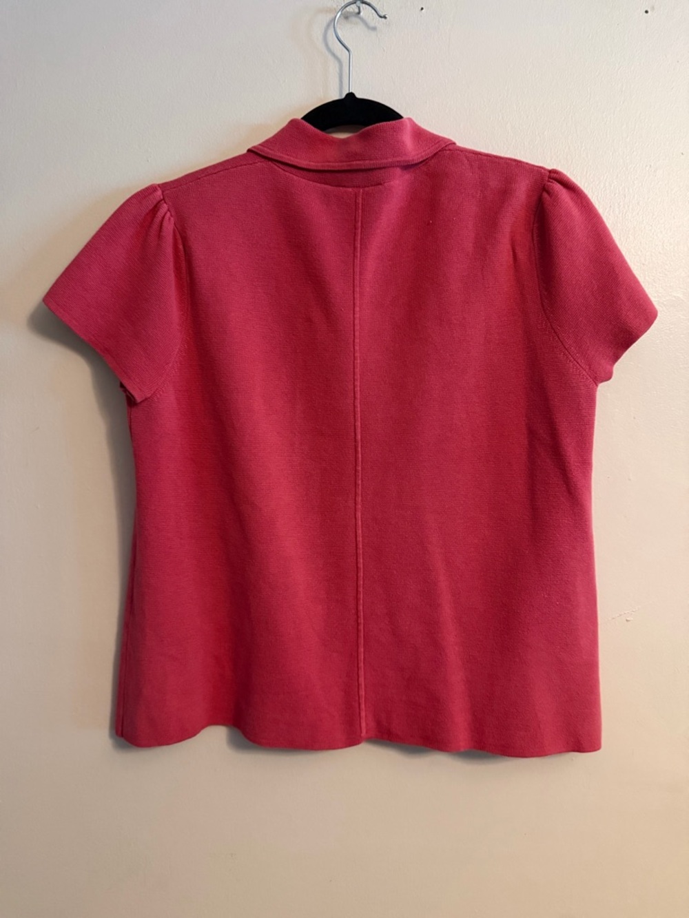 LOFT Raspberry Pink Knit Short Sleeve Cardigan - Picture 2 of 3